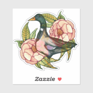 Mallard Duck Peony Nature Lovers Sticker