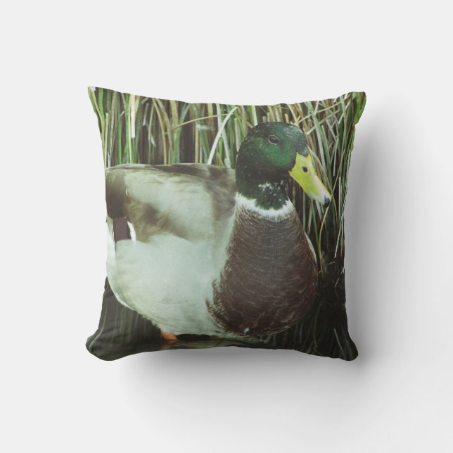 Mallard Duck Photo Male Lake Wildlife Bird Throw Pillow (Front)