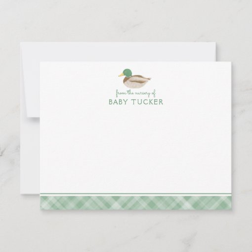 Mallard Duck Preppy Boy Baby Shower Thank You Note Card | Zazzle