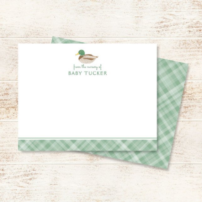 Mallard Duck Preppy Boy Baby Shower Thank You Note Card (Creator Uploaded)