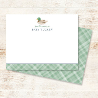 Mallard Duck Preppy New Baby Boy Stationery Note Card