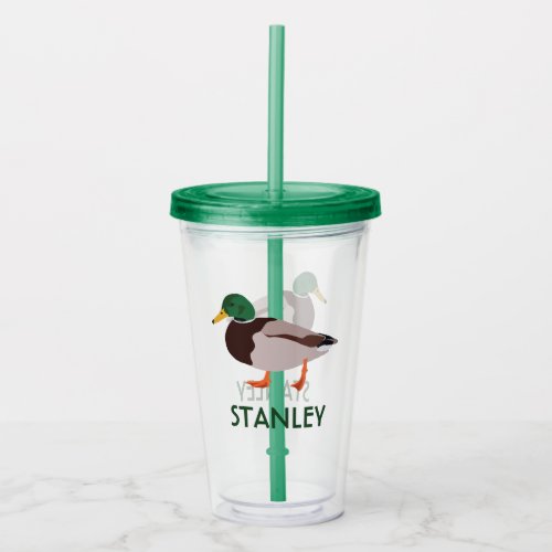 Mallard Duck Realistic Illustration Personalized Acrylic Tumbler