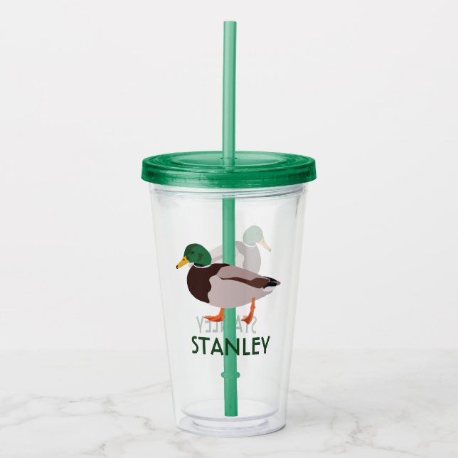 Mallard Duck Realistic Illustration Personalized Acrylic Tumbler (Front)
