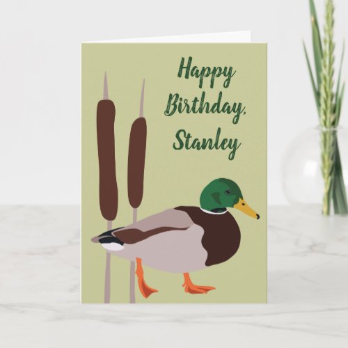 Mallard Duck Realistic Illustration Personalized Card