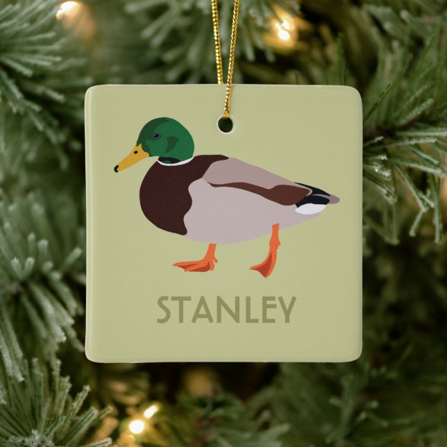Mallard Duck Realistic Illustration Personalized Ceramic Ornament (Tree)