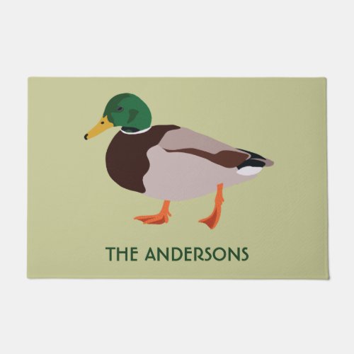 Mallard Duck Realistic Illustration Personalized Doormat