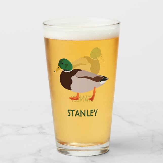 Mallard Duck Realistic Illustration Personalized Glass (Front Filled)