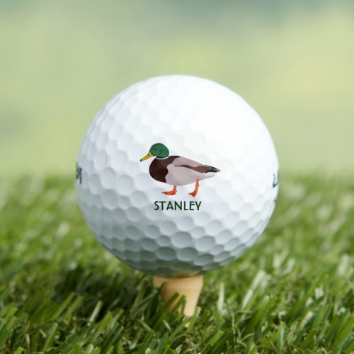 Mallard Duck Realistic Illustration Personalized Golf Balls