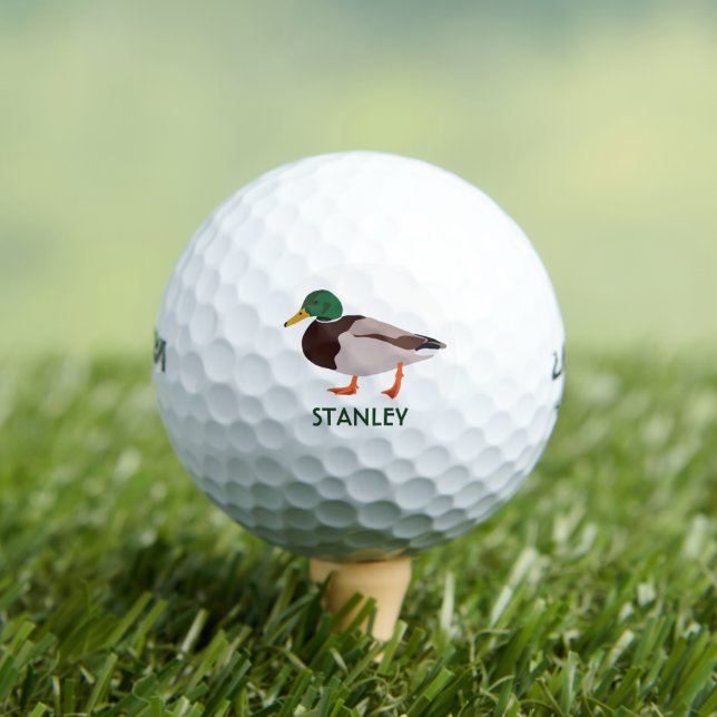 Mallard Duck Realistic Illustration Personalized Golf Balls (Insitu Tee)