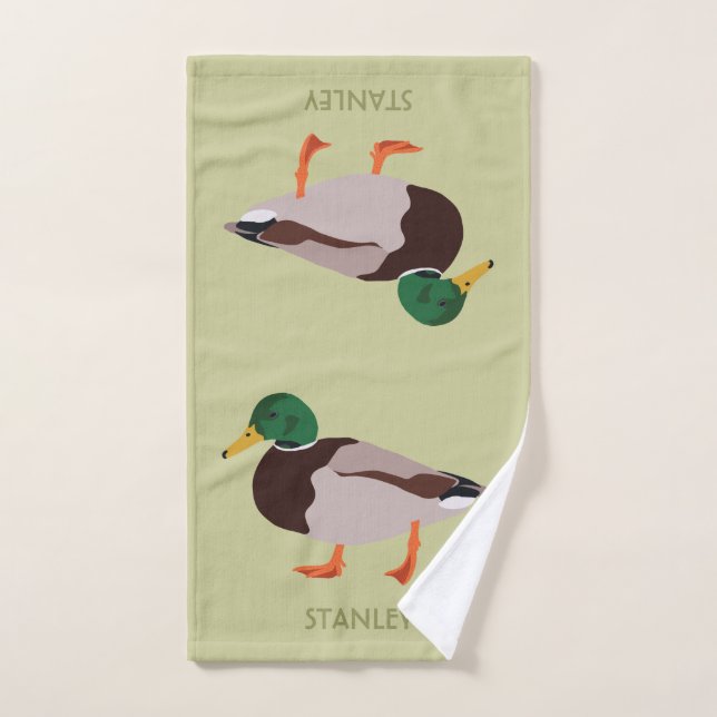 Mallard Duck Realistic Illustration Personalized Hand Towel (Hand Towel)
