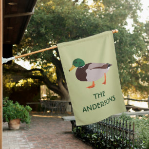 Mallard Duck Realistic Illustration Personalized House Flag