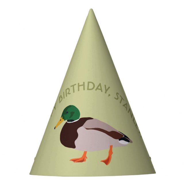 Mallard Duck Realistic Illustration Personalized Party Hat (Front)