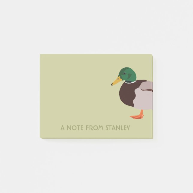Mallard Duck Realistic Illustration Personalized Post-it Notes (Front)