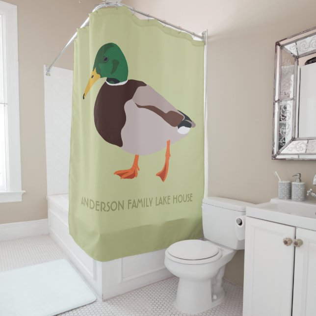 Mallard Duck Realistic Illustration Personalized Shower Curtain (In Situ)