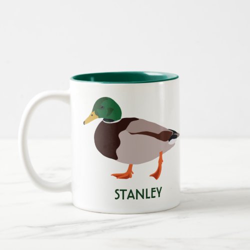 Mallard Duck Realistic Illustration Personalized Two_Tone Coffee Mug