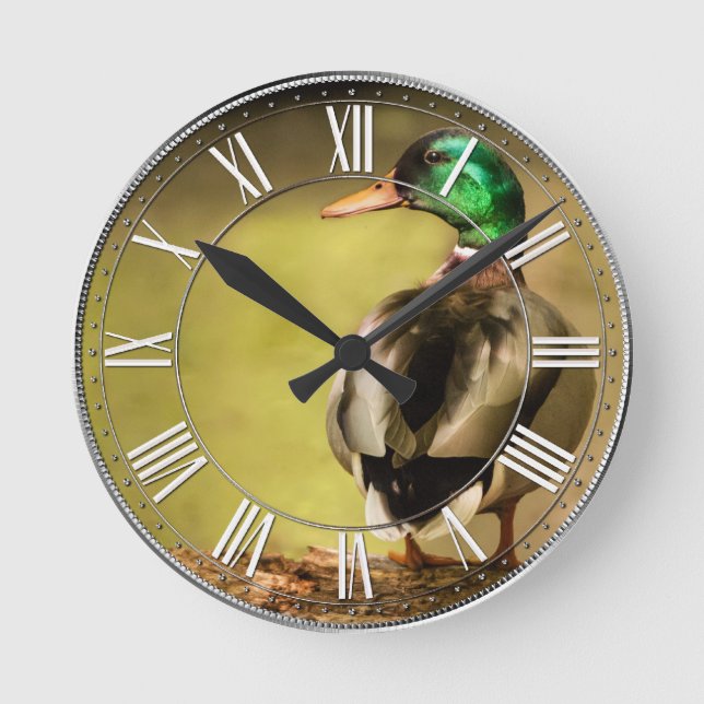 Mallard Duck Round Clock (Front)