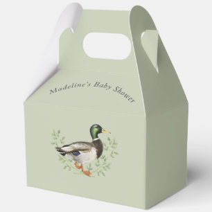 Mallard Duck Sage Green Vintage Baby Shower Favor Boxes