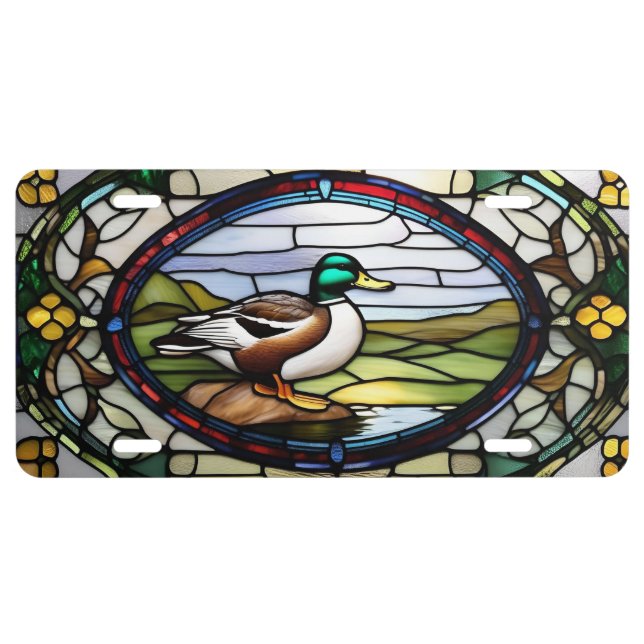 MALLARD DUCK STAINED GLASS LICENSE PLATE (Front)