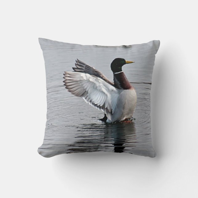 Mallard duck throw pillow (Front)