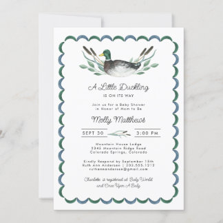 Mallard Duck Watercolor Baby Shower Invitation