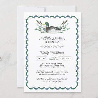 Mallard Duck Watercolor Baby Shower Invitation