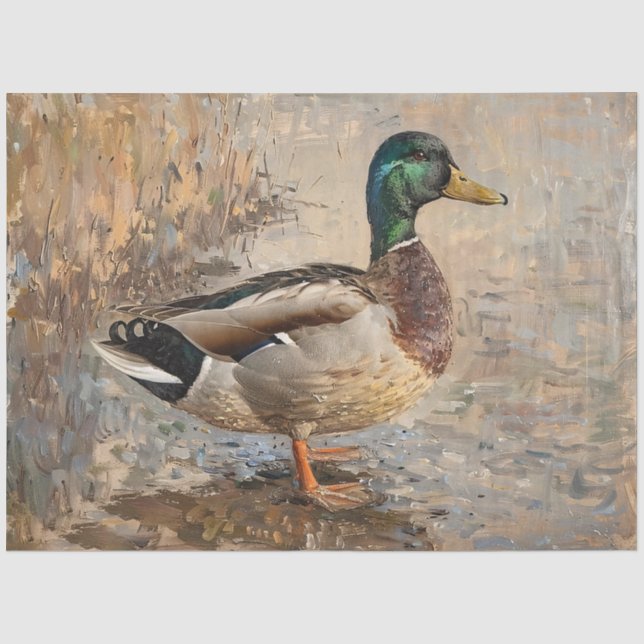 Mallard Duck Wildlife Painting Decoupage Tissue Paper (Front)