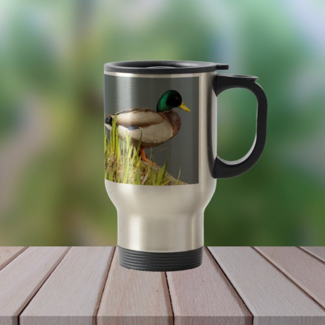 Mallard Duck Wildlife Photo Travel Mug (In Situ)