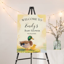 Mallard Duck with Duckling Baby Shower Welcome