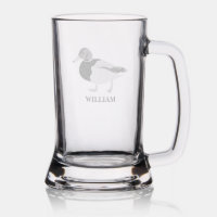 Mallard Duck with Name Etched Glass Beer Stein
