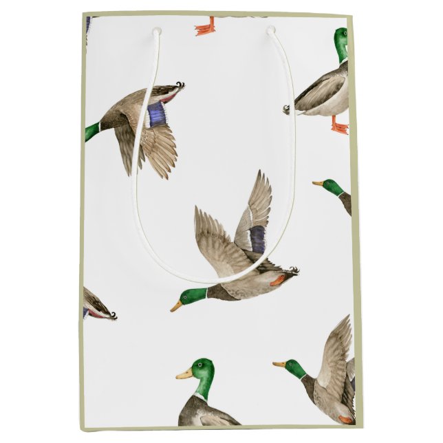 Mallard Duck Wrapping Paper Medium Gift Bag (Front)