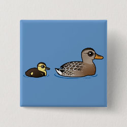 Mallard & duckling Square Button