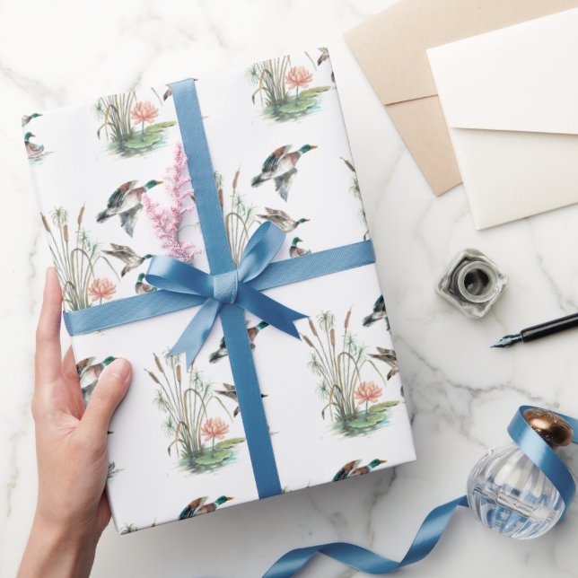 Mallard Ducks and Cattails Wrapping Paper (Gifting)