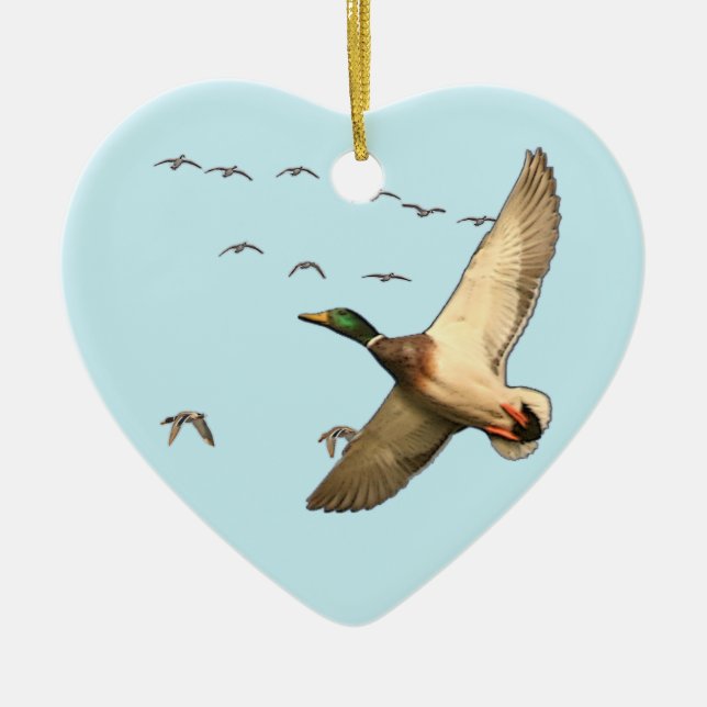 Mallard ducks Canadian geese Ceramic Ornament (Front)