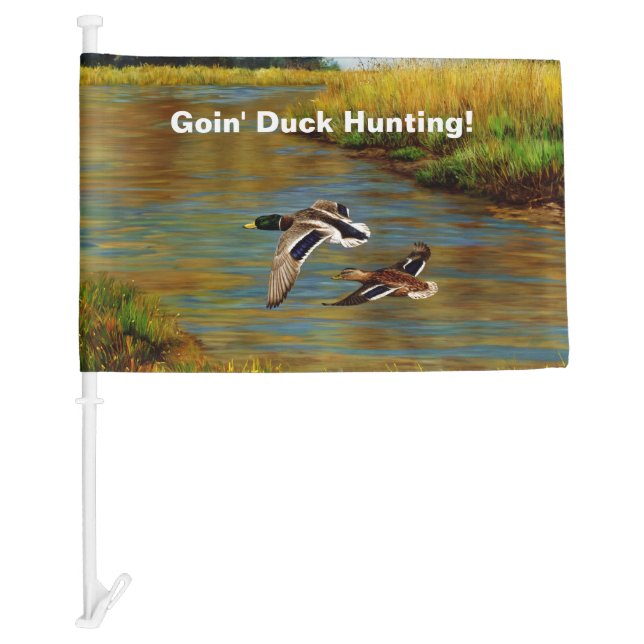 Mallard Ducks Flying Going Duck Hunting Car Flag (Front)