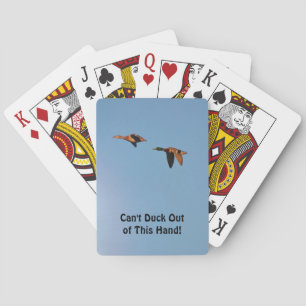 Mallard Ducks Flying in the Sky Fun Pun Poker Cards