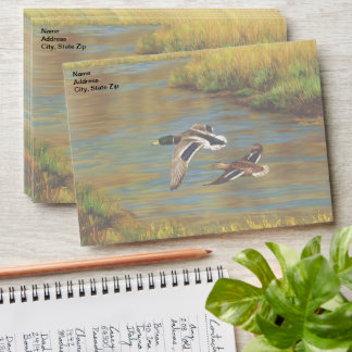Mallard Ducks Flying Over Pond Envelope