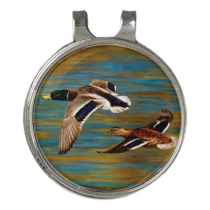 Mallard Ducks Flying Over Pond Golf Hat Clip