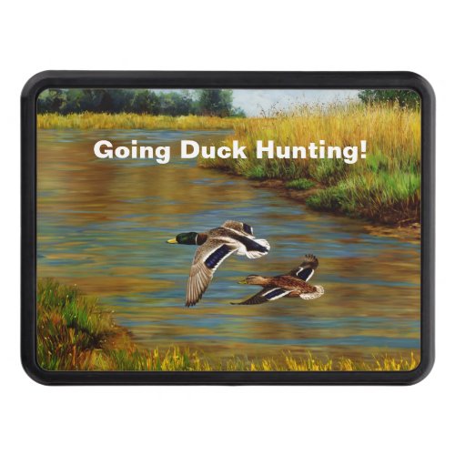 Mallard Ducks Flying Over Pond Hitch Cover