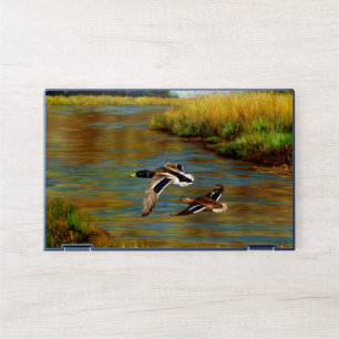 Mallard Ducks Flying Over Pond HP Laptop Skin