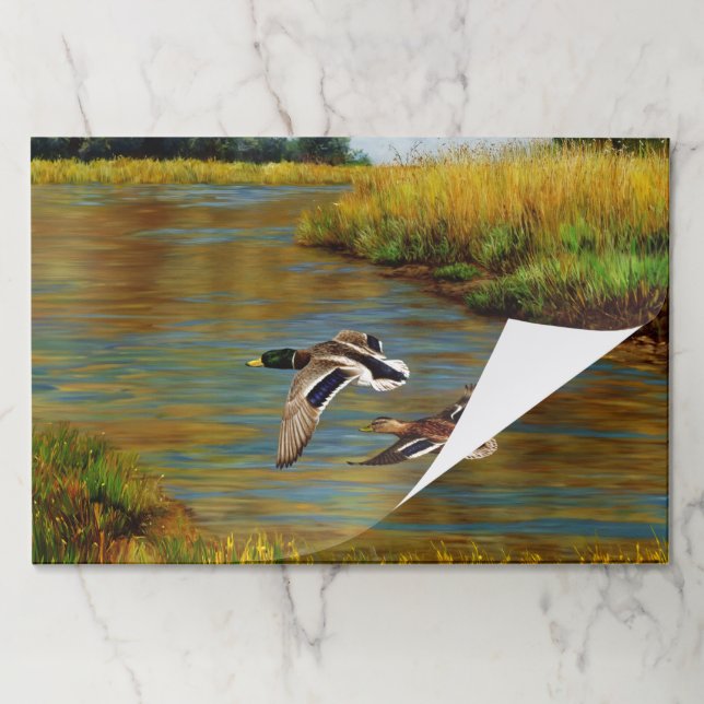 Mallard Ducks Flying Over Pond Paper Pad (Folded)