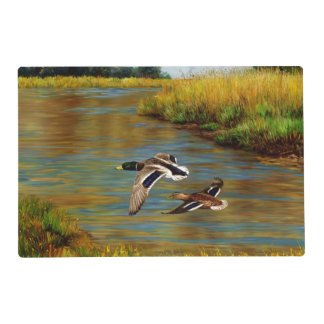 Mallard Ducks Flying Over Pond Placemat