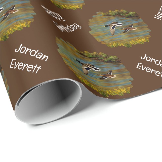 Mallard Ducks Flying Over Pond Wrapping Paper (Roll Corner)