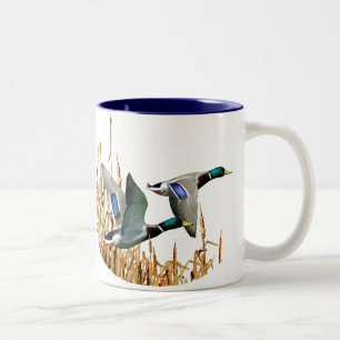 MALLARD DUCKS FLYING Two-Tone COFFEE MUG