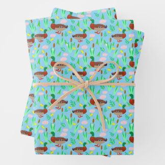 Mallard Ducks in A Swamp Pattern Wrapping Paper Sheets