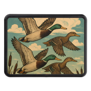 Mallard Ducks in Flight Wildlife Art Hitch Cover