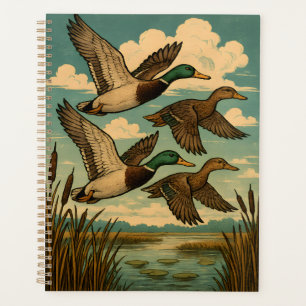 Mallard Ducks in Flight Wildlife Art Planner