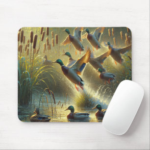 Mallard Ducks In Sunlit Pond Mouse Pad