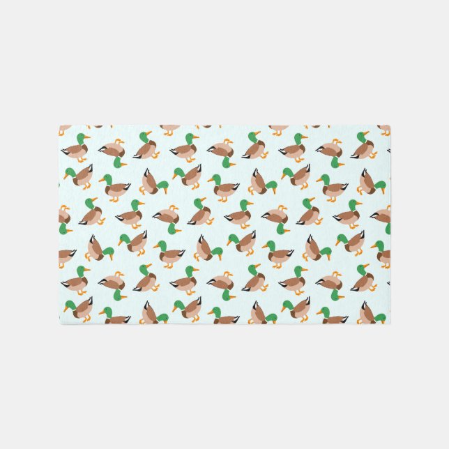Mallard Ducks on Aqua Blue Rug (Front)