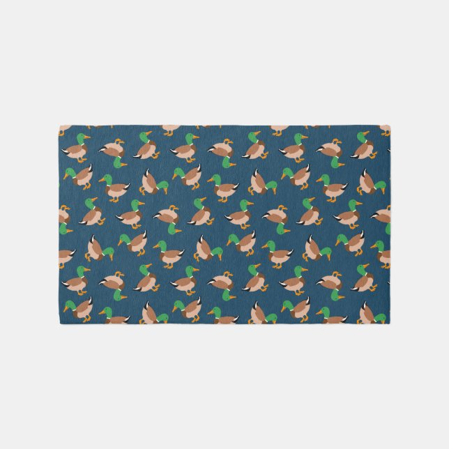 Mallard Ducks on Navy Rug (Front)
