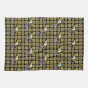 Mallard Ducks On Plaid Kitchen Towel